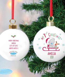 Personalised Tiny Tatty Teddy My 1st Christmas Sleigh Bauble