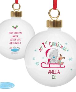 Personalised Tiny Tatty Teddy My 1st Christmas Sleigh Bauble