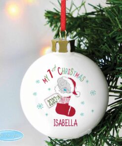 Personalised Tiny Tatty Teddy My 1st Christmas Stocking Bauble