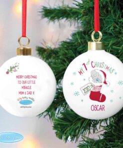 Personalised Tiny Tatty Teddy My 1st Christmas Stocking Bauble