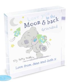 Personalised Tiny Tatty Teddy To the Moon & Back Large Crystal Token