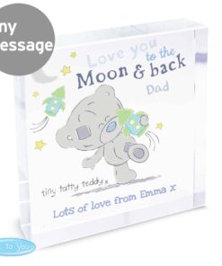 Personalised Tiny Tatty Teddy To the Moon & Back Large Crystal Token