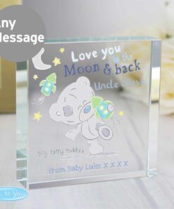 Personalised Tiny Tatty Teddy To the Moon & Back Large Crystal Token