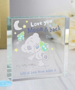 Personalised Tiny Tatty Teddy To the Moon & Back Large Crystal Token