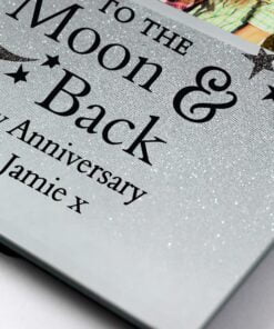Personalised To the Moon and Back 4×4 Glitter Glass Photo Frame