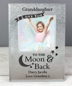 Personalised To the Moon and Back 4×4 Glitter Glass Photo Frame