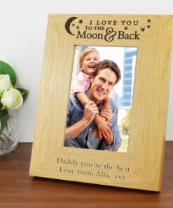 Personalised ‘To the Moon and Back’ 4×6 Oak Finish Photo Frame