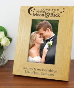 Personalised ‘To the Moon and Back’ 4×6 Oak Finish Photo Frame