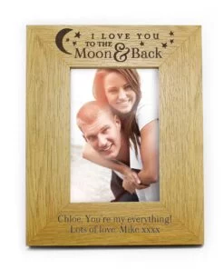 Personalised ‘To the Moon and Back’ 4×6 Oak Finish Photo Frame
