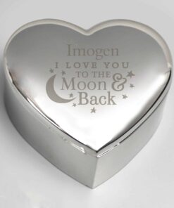 Personalised To the Moon and Back Heart Trinket Box