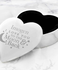 Personalised To the Moon and Back Heart Trinket Box
