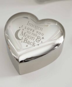 Personalised To the Moon and Back Heart Trinket Box