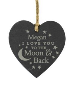 Personalised To the Moon and Back… Slate Heart Decoration