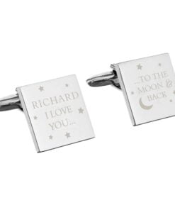 Personalised To the Moon and Back Square Cufflinks
