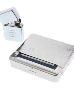 Personalised Tobacco Rolling Tin and Silver Lighter Set