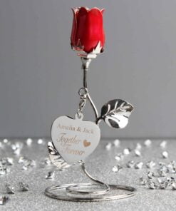 Personalised Together Forever Red Rose Bud Ornament
