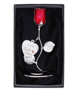 Personalised Together Forever Red Rose Bud Ornament