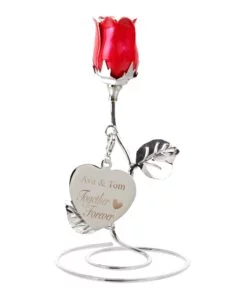 Personalised Together Forever Red Rose Bud Ornament