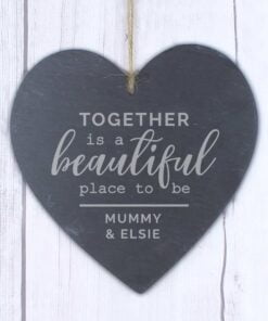 Personalised Together Slate Heart Decoration