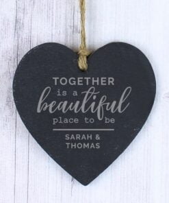 Personalised Together Slate Heart Decoration