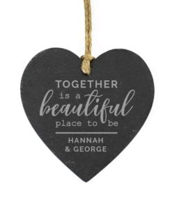 Personalised Together Slate Heart Decoration