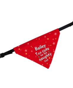 Personalised ‘Too cute for the naughty list’ Dog Bandana