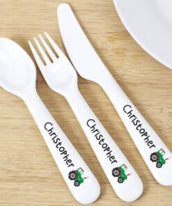 Personalised Tractor 3 Piece Plastic Cutlery Set