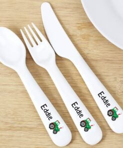 Personalised Tractor 3 Piece Plastic Cutlery Set
