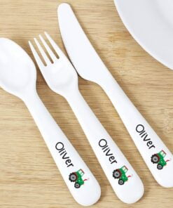 Personalised Tractor 3 Piece Plastic Cutlery Set