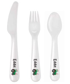 Personalised Tractor 3 Piece Plastic Cutlery Set