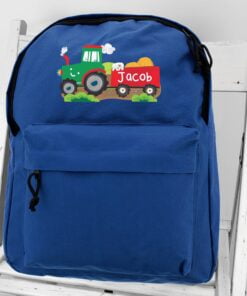 Personalised Tractor Blue Backpack