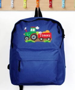 Personalised Tractor Blue Backpack