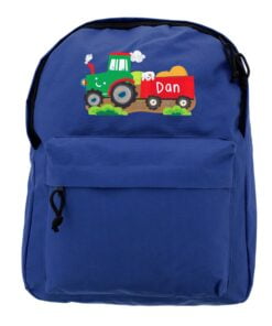 Personalised Tractor Blue Backpack