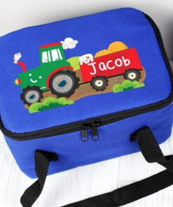 Personalised Tractor Blue Lunch Bag