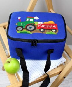 Personalised Tractor Blue Lunch Bag
