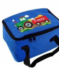 Personalised Tractor Blue Lunch Bag