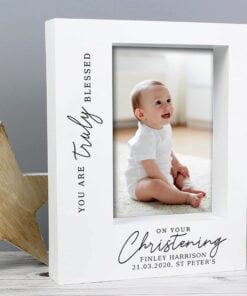 Personalised ‘Truly Blessed’ Christening 5×7 Box Photo Frame