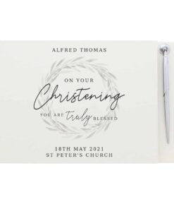 Personalised ‘Truly Blessed’ Christening Hardback Guest Book & Pen