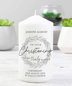 Personalised ‘Truly Blessed’ Christening Pillar Candle