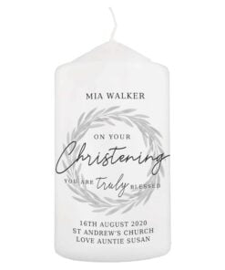 Personalised ‘Truly Blessed’ Christening Pillar Candle