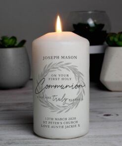 Personalised ‘Truly Blessed’ First Holy Communion Pillar Candle