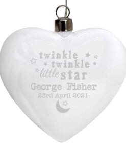 Personalised Twinkle Twinkle LED Hanging Glass Heart