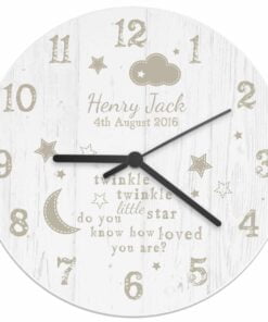Personalised Twinkle Twinkle Shabby Chic Large Wooden Clock
