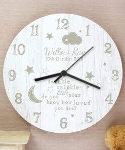 Personalised Twinkle Twinkle Shabby Chic Large Wooden Clock