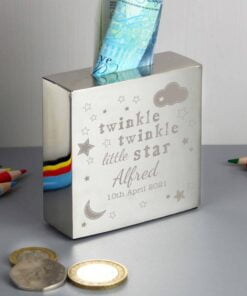 Personalised Twinkle Twinkle Square Money Box