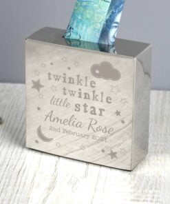 Personalised Twinkle Twinkle Square Money Box