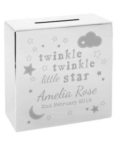 Personalised Twinkle Twinkle Square Money Box