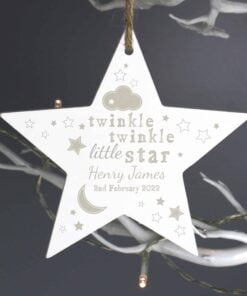 Personalised Twinkle Twinkle Wooden Star Decoration