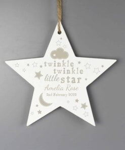 Personalised Twinkle Twinkle Wooden Star Decoration