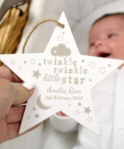 Personalised Twinkle Twinkle Wooden Star Decoration